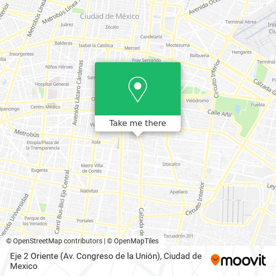 Mapa de Eje 2 Oriente (Av. Congreso de la Unión)