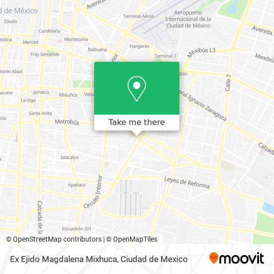 Mapa de Ex Ejido Magdalena Mixhuca