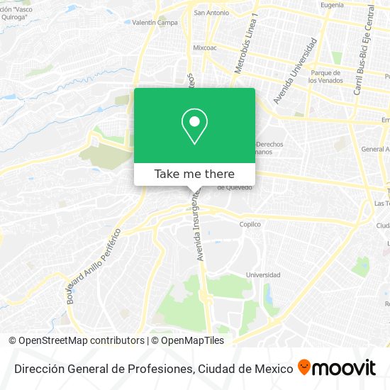 Dirección General de Profesiones map