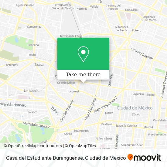 Mapa de Casa del Estudiante Duranguense