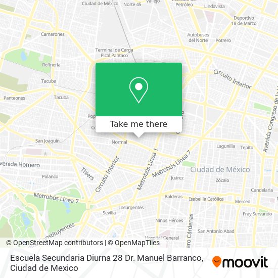 Mapa de Escuela Secundaria Diurna 28 Dr. Manuel Barranco