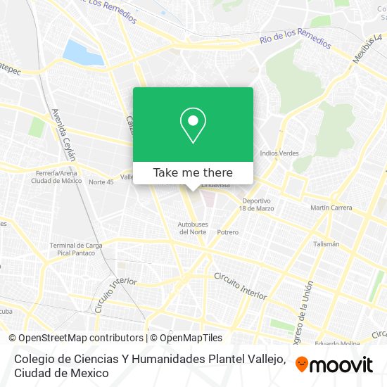 Mapa de Colegio de Ciencias Y Humanidades Plantel Vallejo