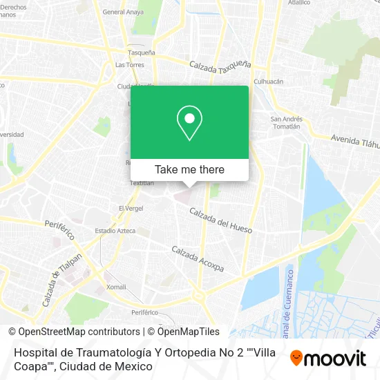 Mapa de Hospital de Traumatología Y Ortopedia No 2 ""Villa Coapa""