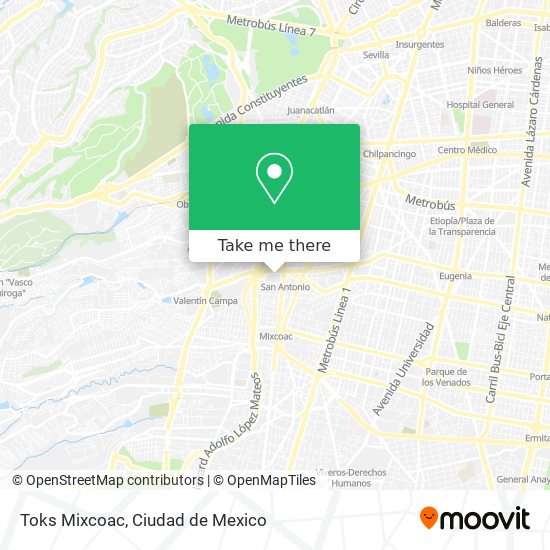 Mapa de Toks Mixcoac