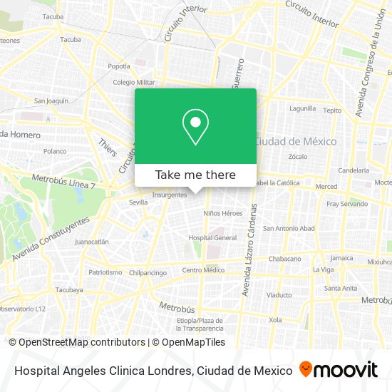Hospital Angeles Clinica Londres map