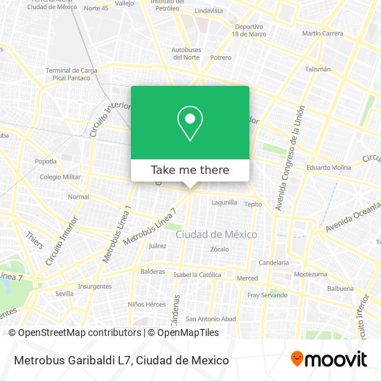 Mapa de Metrobus Garibaldi L7