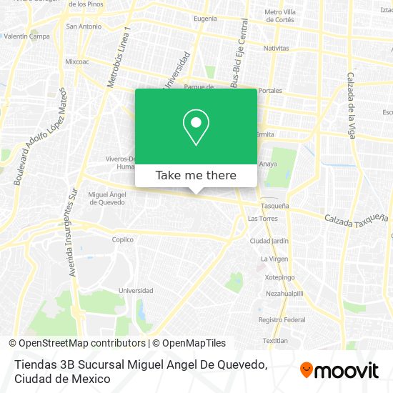 Tiendas 3B Sucursal Miguel Angel De Quevedo map