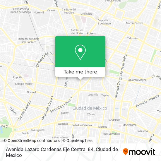 Avenida Lazaro Cardenas Eje Central 84 map