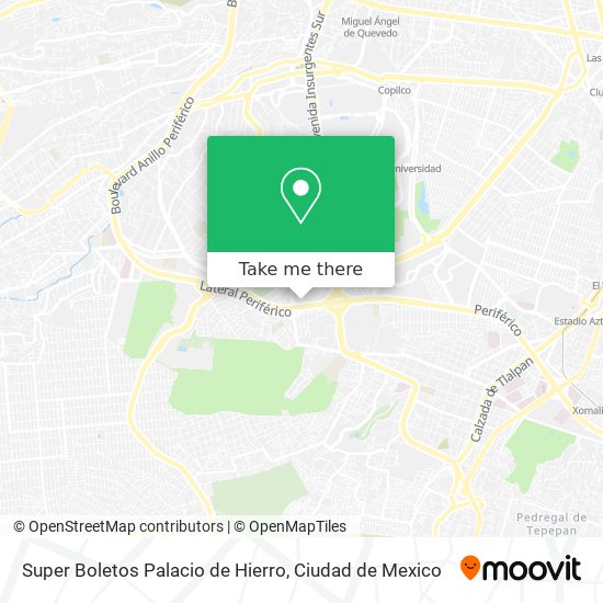 Super Boletos Palacio de Hierro map