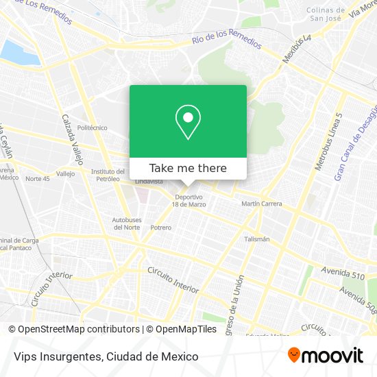 Mapa de Vips Insurgentes