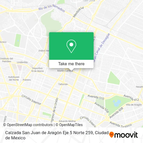 Calzada San Juan de Aragón Eje 5 Norte 259 map