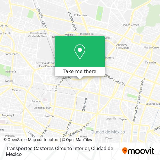 Transportes Castores Circuito Interior map