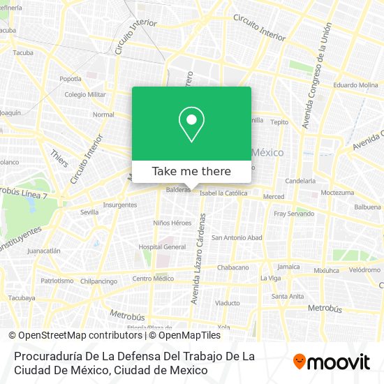 Mapa de Procuraduría De La Defensa Del Trabajo De La Ciudad De México