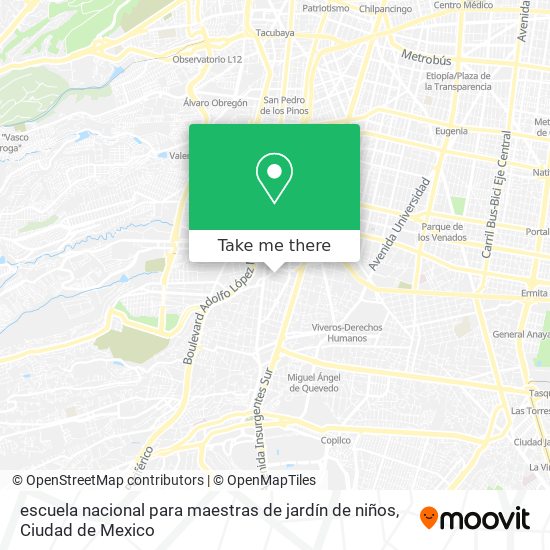 escuela nacional para maestras de jardín de niños map