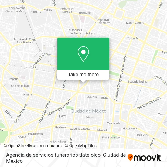 Agencia de servicios funerarios tlatelolco map