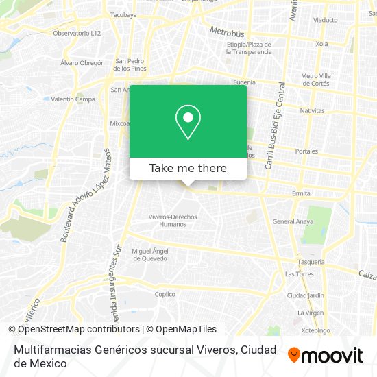 Multifarmacias Genéricos sucursal Viveros map