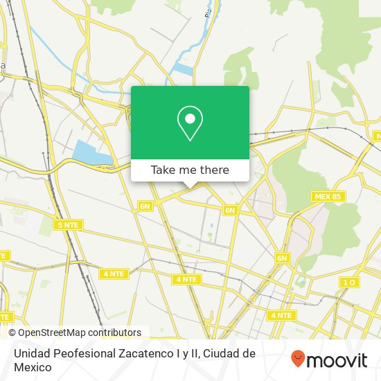 Unidad Peofesional Zacatenco I y II map