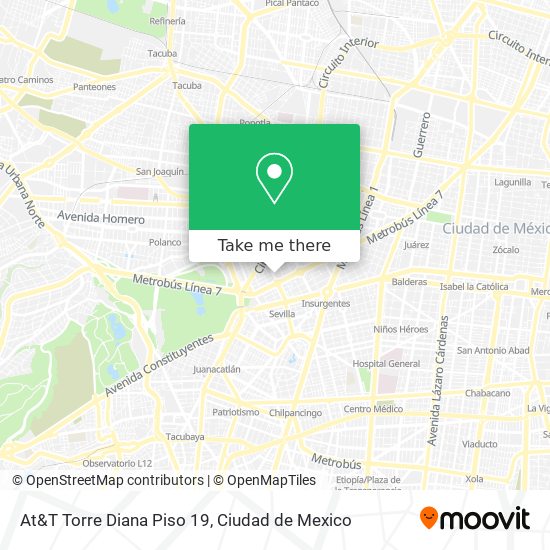 At&T Torre Diana Piso 19 map