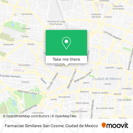 Mapa de Farmacias Similares San Cosme