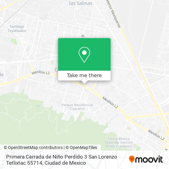 Mapa de Primera Cerrada de Niño Perdido 3 San Lorenzo Tetlixtac 55714