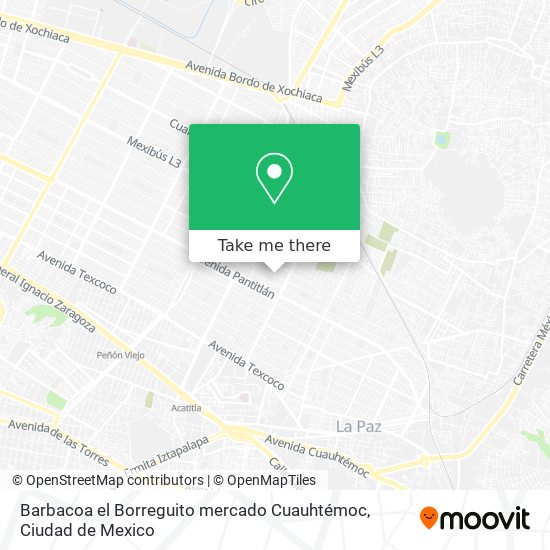 Mapa de Barbacoa el Borreguito mercado Cuauhtémoc