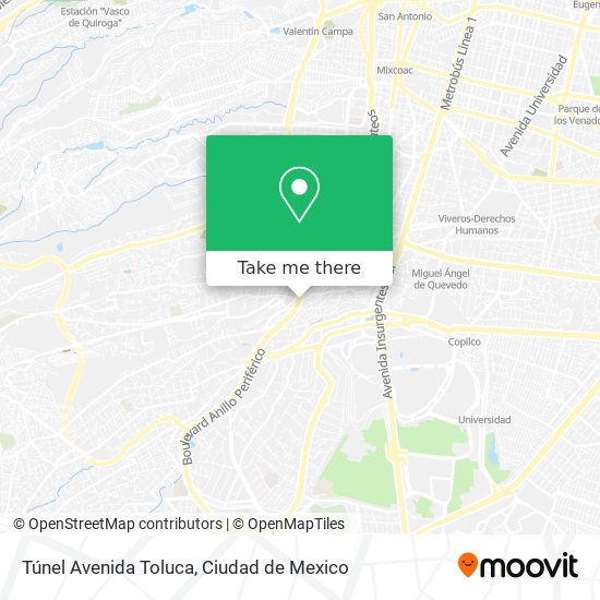 Túnel Avenida Toluca map