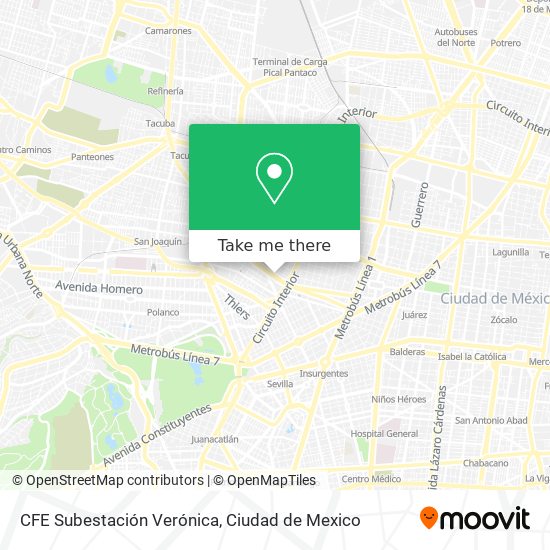 Mapa de CFE Subestación Verónica