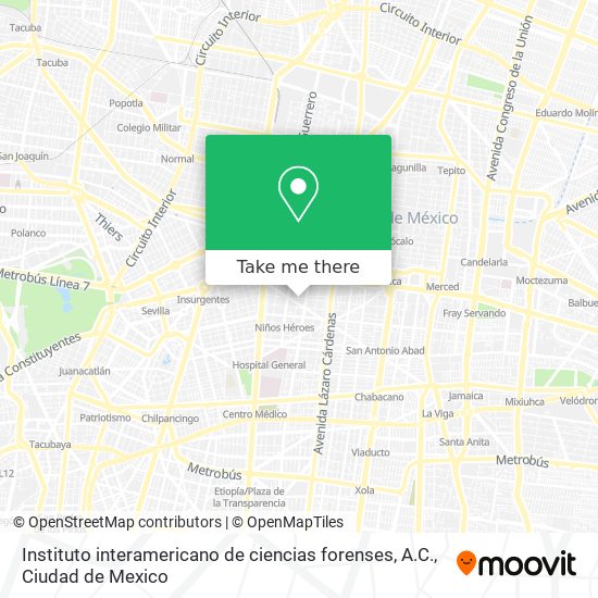 Instituto interamericano de ciencias forenses, A.C. map