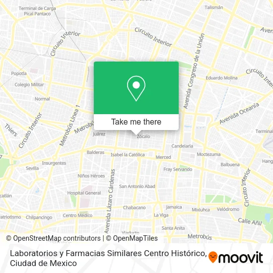 Laboratorios y Farmacias Similares Centro Histórico map