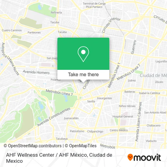 Mapa de AHF Wellness Center / AHF México