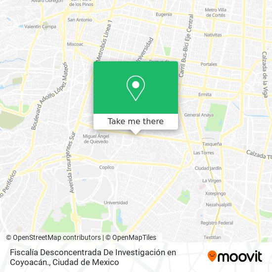 Fiscalía Desconcentrada De Investigación en Coyoacán. map