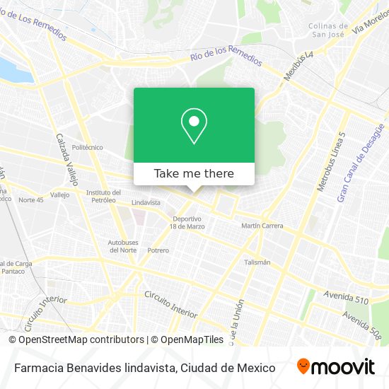 Farmacia Benavides lindavista map