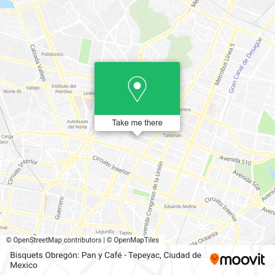 Bisquets Obregón: Pan y Café - Tepeyac map