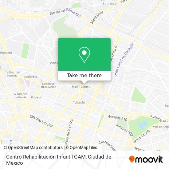 Mapa de Centro Rehabilitación Infantil GAM