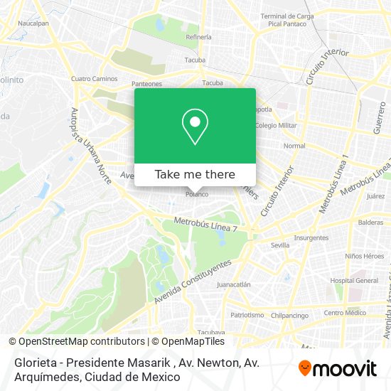 Glorieta - Presidente Masarik , Av. Newton, Av. Arquímedes map