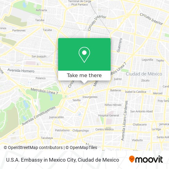 U.S.A. Embassy in Mexico City map