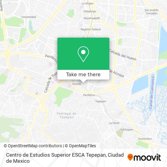 Mapa de Centro de Estudios Superior ESCA Tepepan