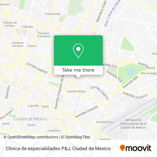 Clínica de especialidades P&J map