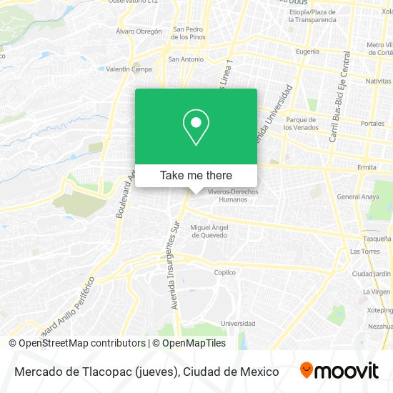 Mapa de Mercado de Tlacopac (jueves)