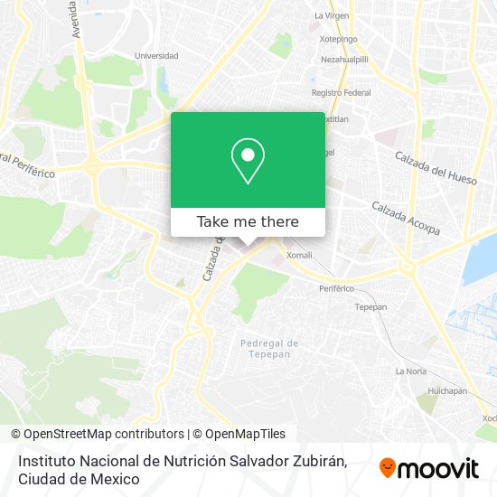 Instituto Nacional de Nutrición Salvador Zubirán map
