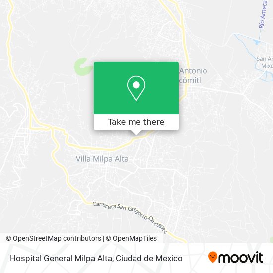 Mapa de Hospital General Milpa Alta