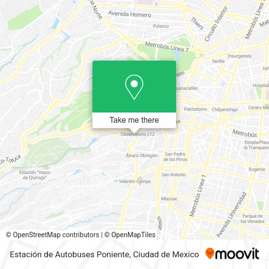 Estación de Autobuses Poniente map