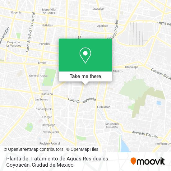 Mapa de Planta de Tratamiento de Aguas Residuales Coyoacán