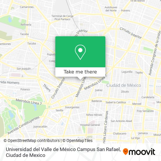 Universidad del Valle de México Campus San Rafael map