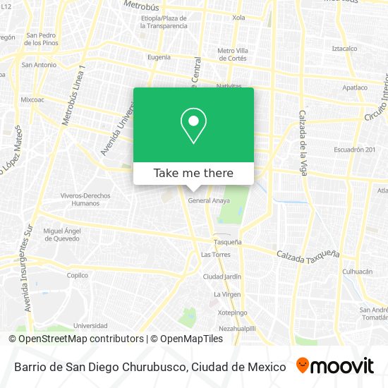 Barrio de San Diego Churubusco map