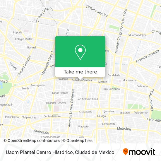 Mapa de Uacm Plantel Centro Histórico