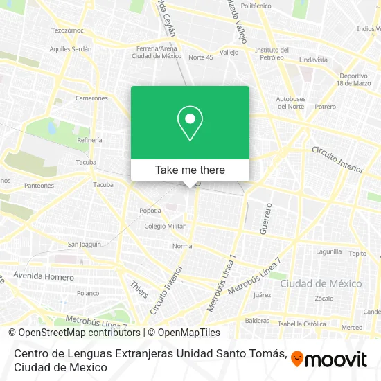 Mapa de Centro de Lenguas Extranjeras Unidad Santo Tomás
