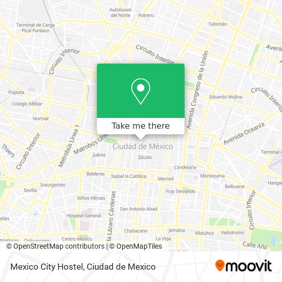 Mexico City Hostel map