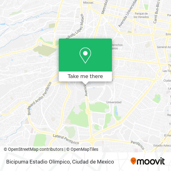Bicipuma Estadio Olímpico map