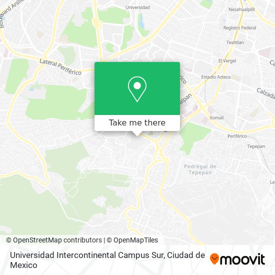Mapa de Universidad Intercontinental Campus Sur